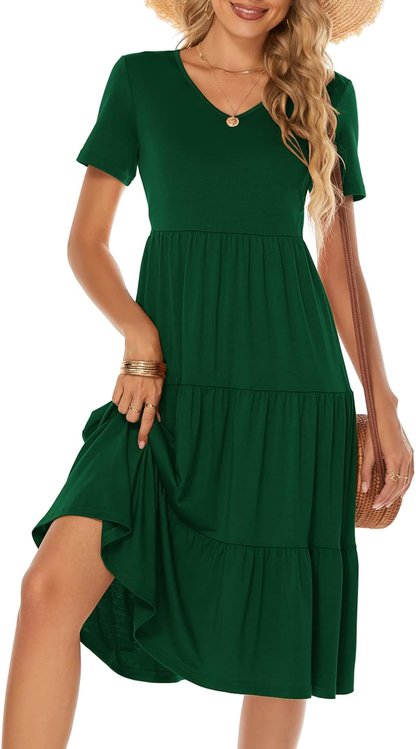 Women's Casual Summer Tiered Midi Dress Women's Casual Summer Tiered Midi Dress - Image 3