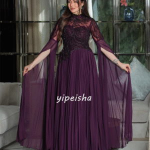 Formal Evening A-Line High Collar Bespoke Occasion Gown Long Dresses