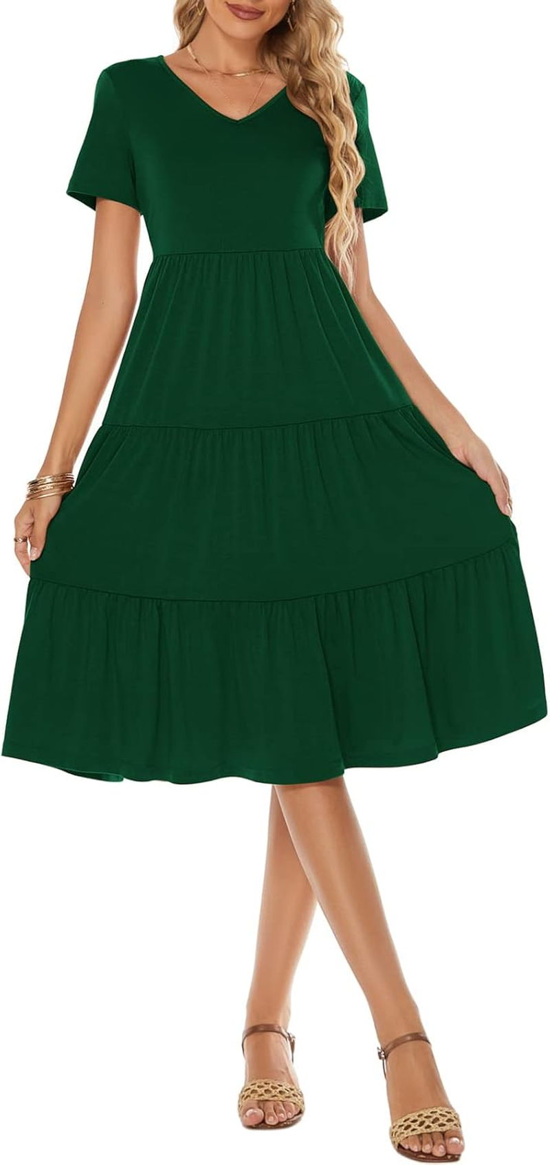 Women's Casual Summer Tiered Midi Dress Women's Casual Summer Tiered Midi Dress - Image 6
