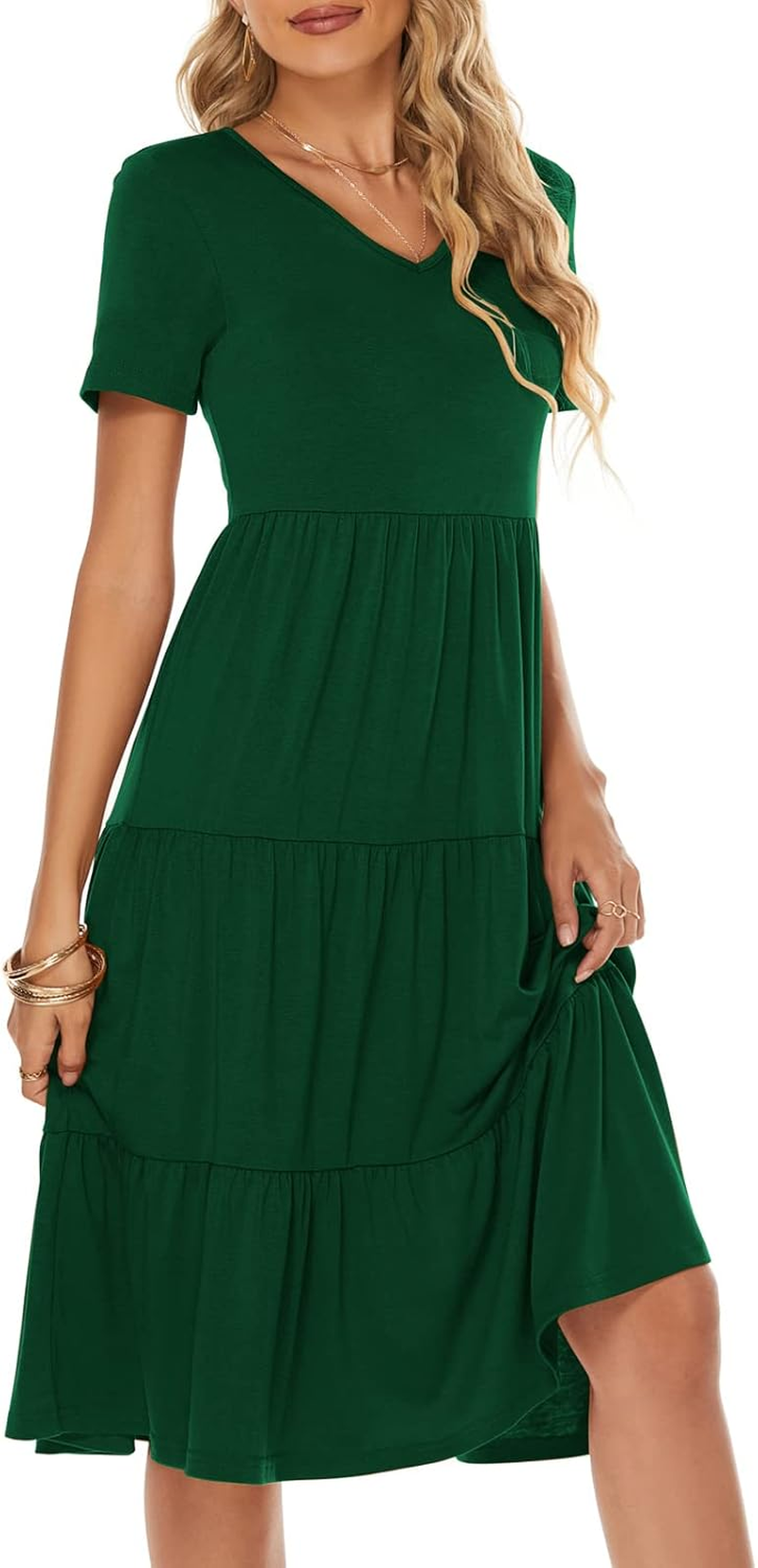 Women's Casual Summer Tiered Midi Dress Women's Casual Summer Tiered Midi Dress - Image 7