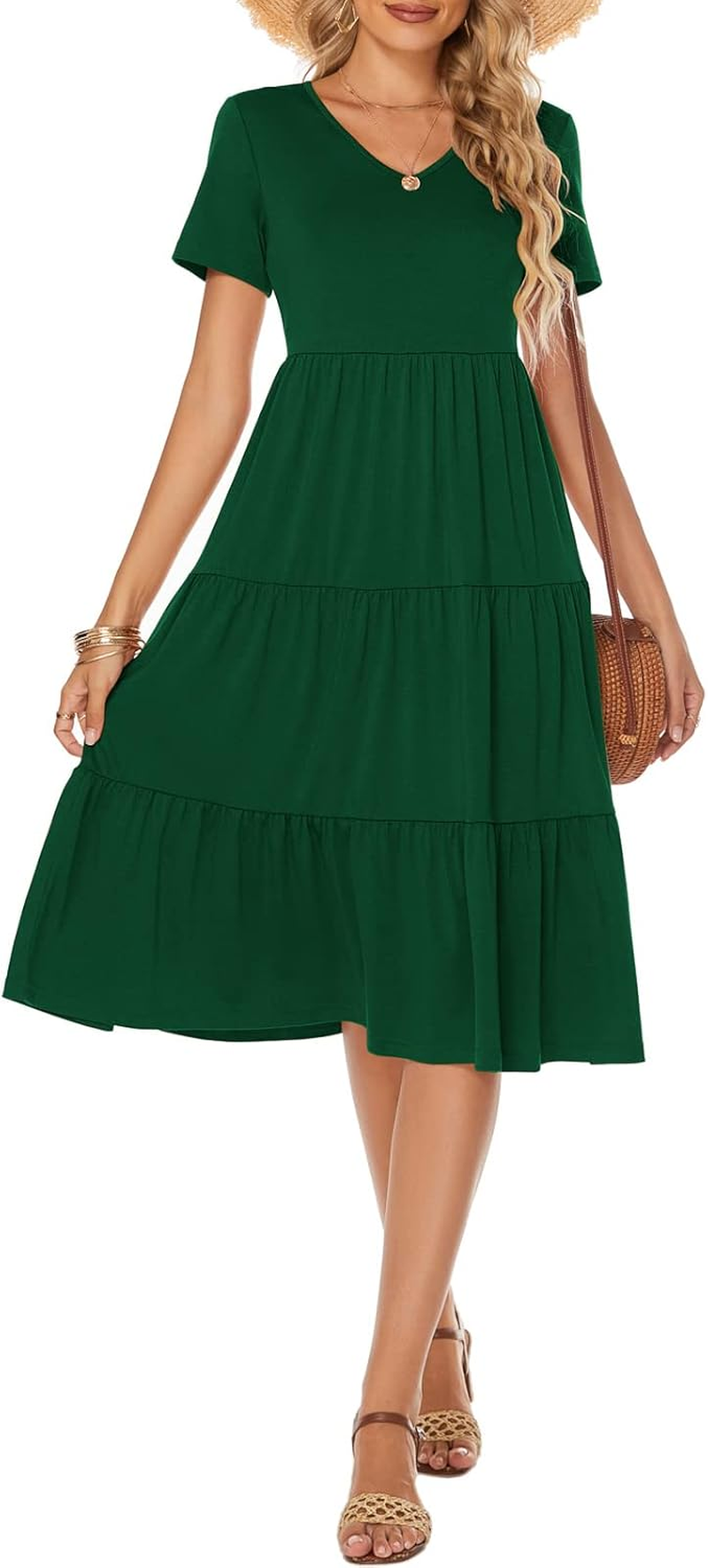 Women's Casual Summer Tiered Midi Dress Women's Casual Summer Tiered Midi Dress - Image 4