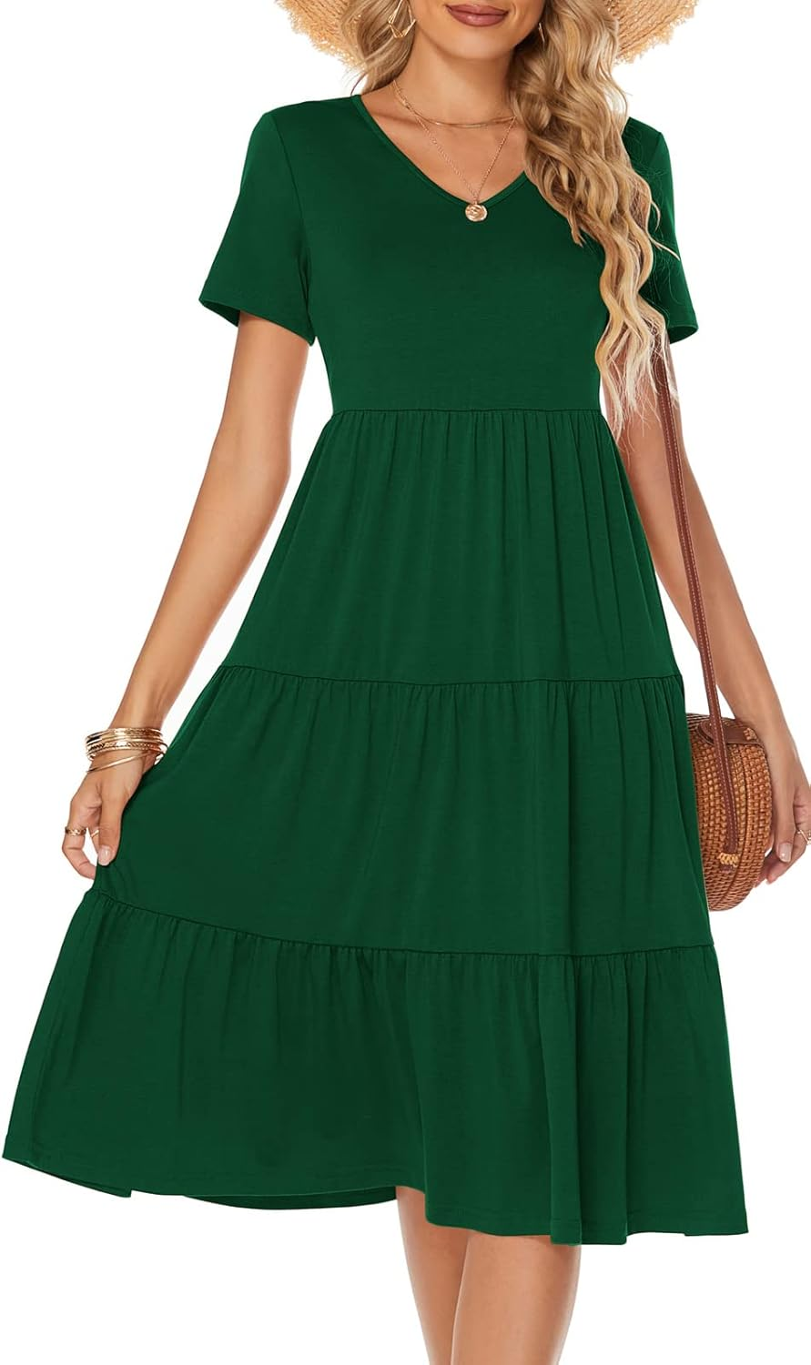 Women's Casual Summer Tiered Midi Dress Women's Casual Summer Tiered Midi Dress