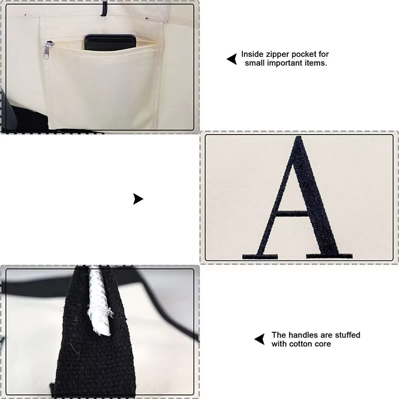 Tote Bag Fashion Canvas Totes Letters Flower Portable Beach Shoulder Shopping Casual Beach Bag Large Capacity Handbag Wholesale Tote Bag Fashion Canvas Totes Letters Flower Portable Beach Shoulder Shopping Casual Beach Bag Large Capacity Handbag Wholesale - Image 7